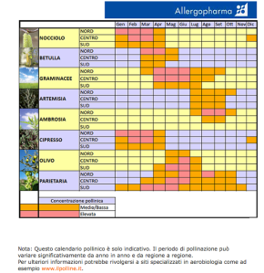 Calendario pollinico: è importante consultarlo per conoscere il periodo di pollinazione della pianta cui si è allergici.